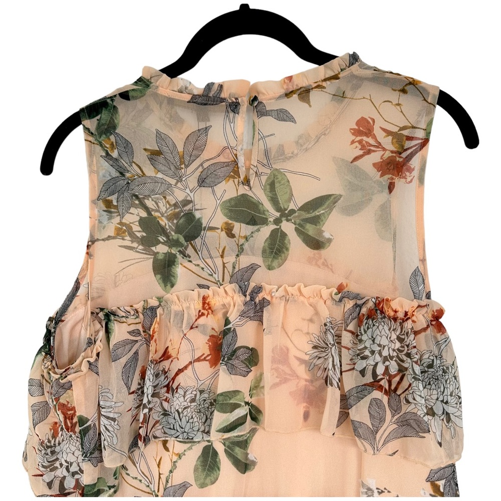 Maxsport NEW Tiered Ruffle Dress Chiffon Floral Peach Sleeveless  Size Medium - Picture 10 of 16